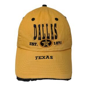 Dallas Texas Slideback Hat Yellow One Size Leather Strap Fahrenheit